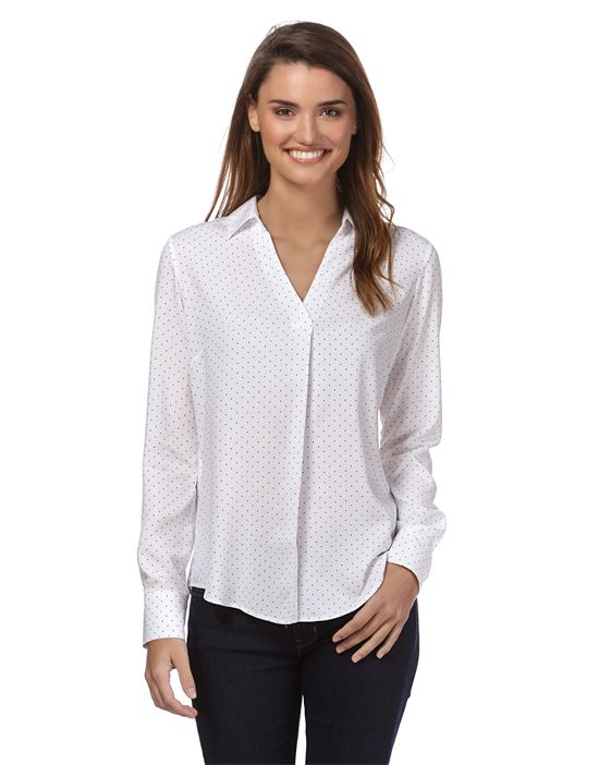 blouse, straight cut with shirt collar