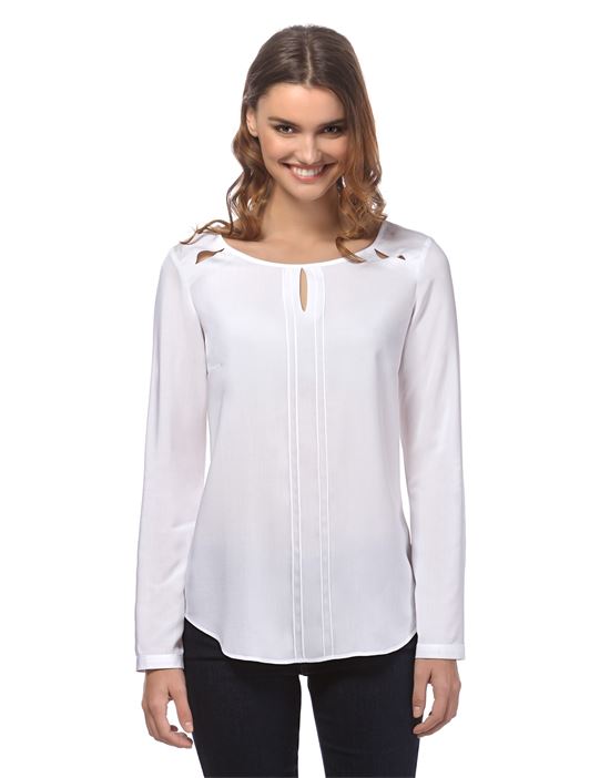 blouse, straight cut, boat neckline