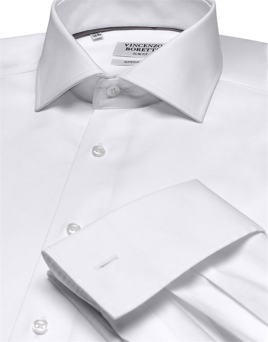 Shirt, slim-fit / fitted, twill, double cuff - super non-iron