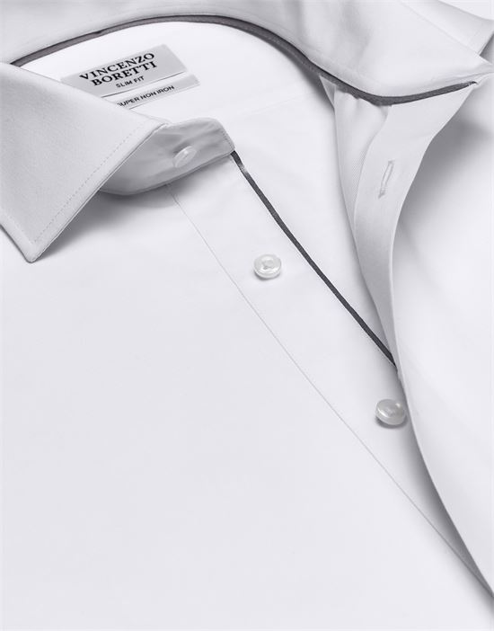 Shirt, slim-fit / fitted, twill, double cuff - super non-iron