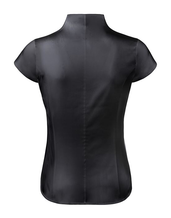 Blouse, slim-fit / fitted, stretch , cup-shaped collar, short sleeves - easy-iron