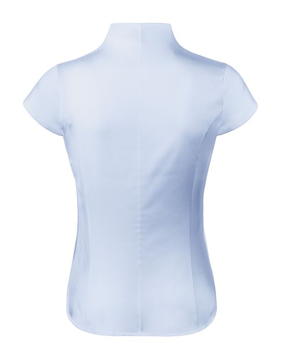 Blouse, slim-fit / fitted, stretch , cup-shaped collar, short sleeves - easy-iron