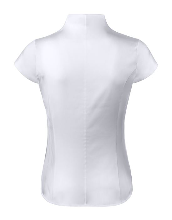 Blouse, slim-fit / fitted, stretch , cup-shaped collar, short sleeves - easy-iron