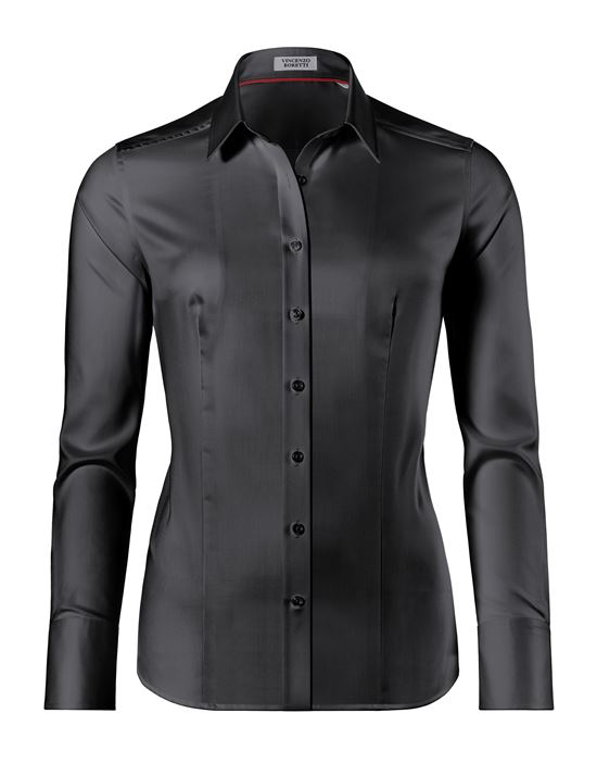 Blouse, modern-fit / slightly fitted, shirt collar , twill - easy-iron