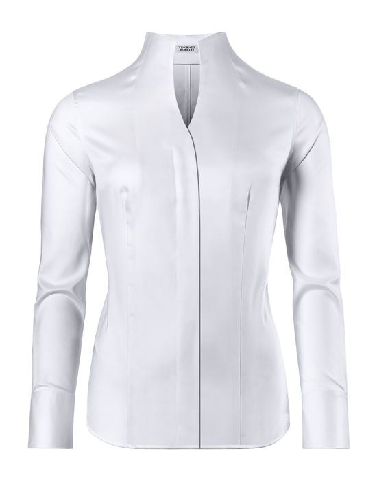 Blouse, modern-fit / slightly fitted , cup-shaped collar, twill - easy-iron