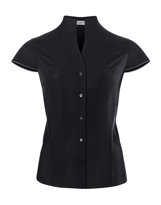 Blouse, modern-fit / slightly fitted , cup-shaped collar, short sleeves - easy-iron