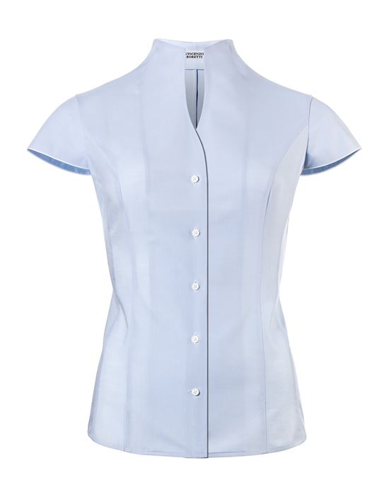 Blouse, modern-fit / slightly fitted , cup-shaped collar, short sleeves - easy-iron