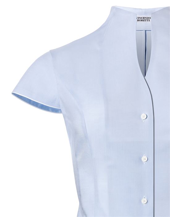 Blouse, modern-fit / slightly fitted , cup-shaped collar, short sleeves - easy-iron