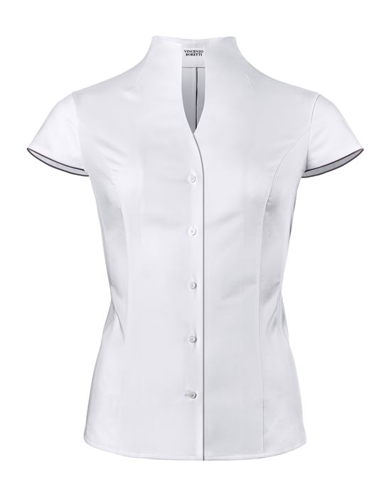 Blouse, modern-fit / slightly fitted , cup-shaped collar, short sleeves - easy-iron