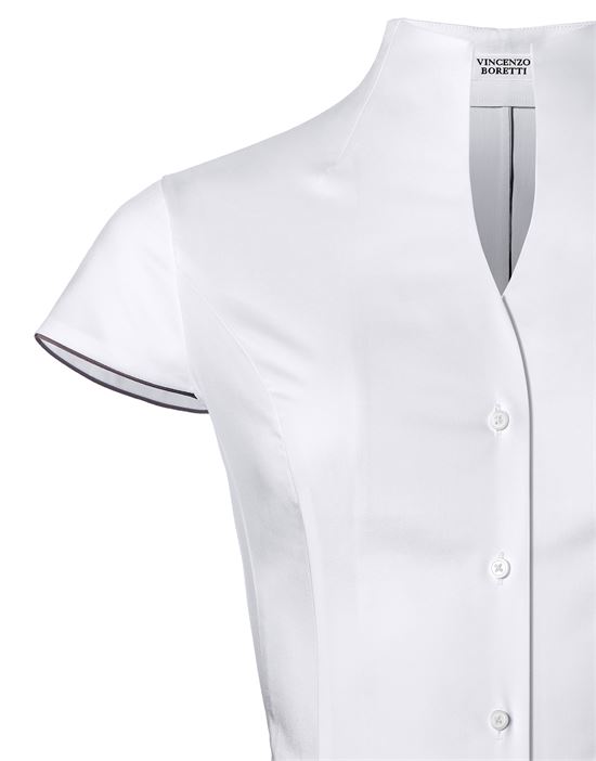 Blouse, modern-fit / slightly fitted , cup-shaped collar, short sleeves - easy-iron