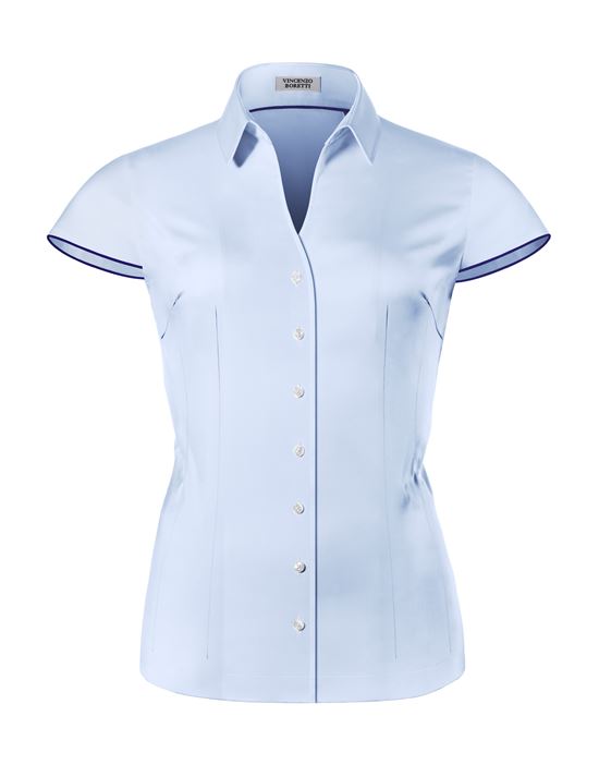 Blouse, modern-fit / slightly fitted , shirt collar, short sleeves - easy-iron