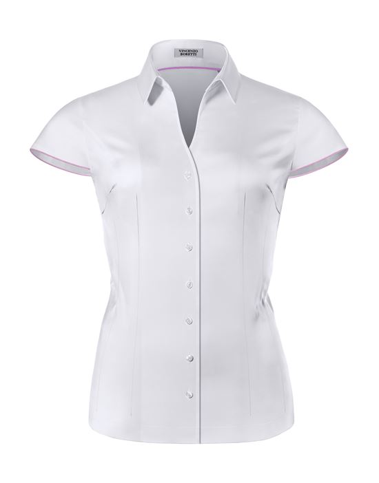 Blouse, modern-fit / slightly fitted , shirt collar, short sleeves - easy-iron