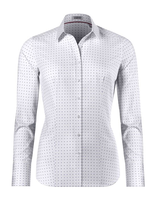 Blouse, modern-fit / slightly fitted, shirt collar , dotted - easy-iron