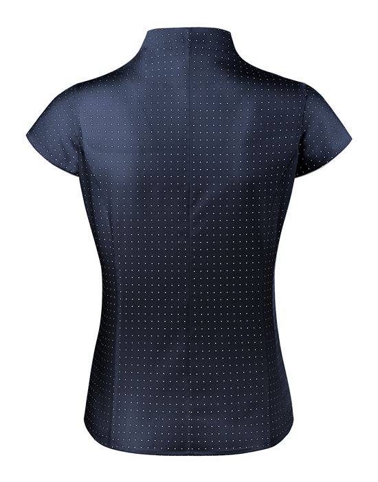 Blouse, modern-fit / slightly fitted, cup-shaped collar, short sleeves, dotted - easy-iron