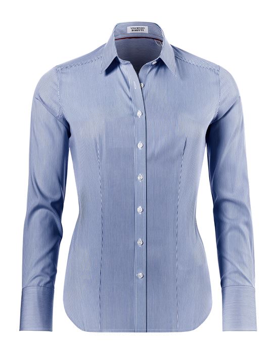 Blouse, modern-fit / slightly fitted, shirt collar , striped - easy-iron