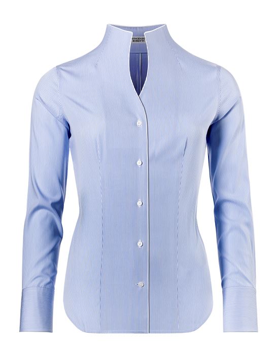 Blouse, modern-fit / slightly fitted , cup-shaped collar, striped - easy-iron