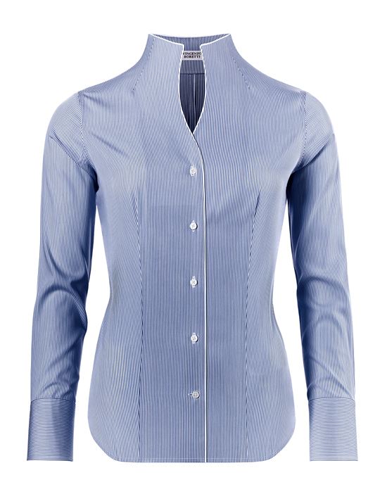 Blouse, modern-fit / slightly fitted , cup-shaped collar, striped - easy-iron