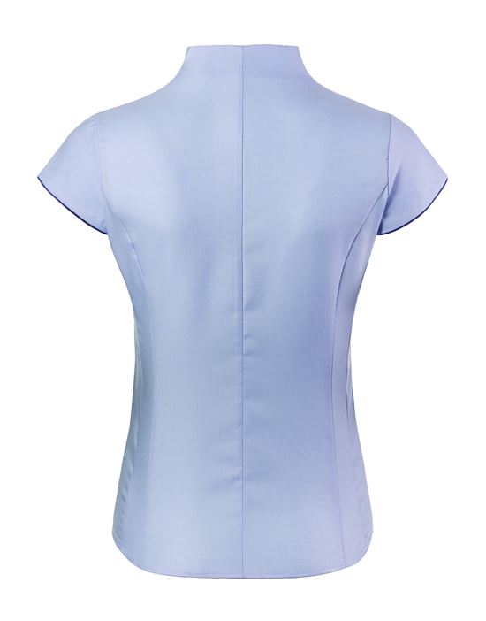 Bluse, modern-fit / leicht tailliert, Kelchkragen , soft Oxford, Kurzarm - bügelleicht