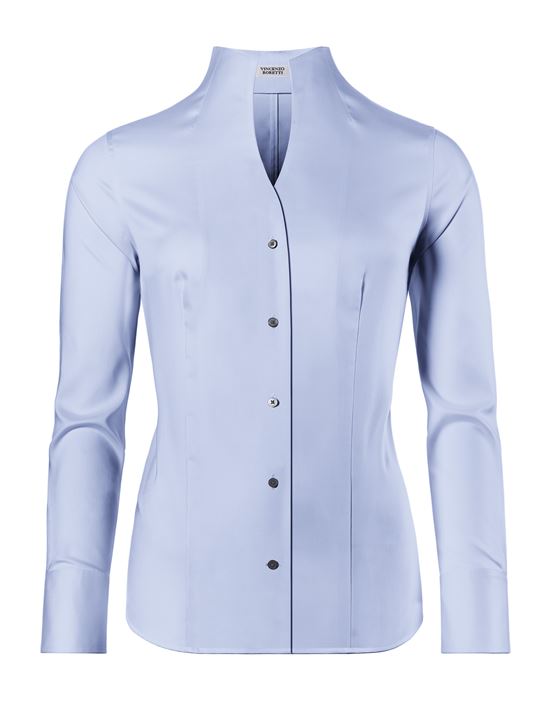 Blouse, modern-fit / slightly fitted, cup-shaped collar, soft twill - easy-iron