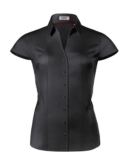 Blouse, modern-fit / slightly fitted, shirt collar , soft twill, short sleeves - easy-iron