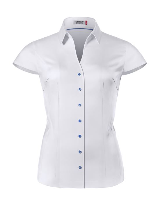 Blouse, modern-fit / slightly fitted, shirt collar , soft twill, short sleeves - easy-iron