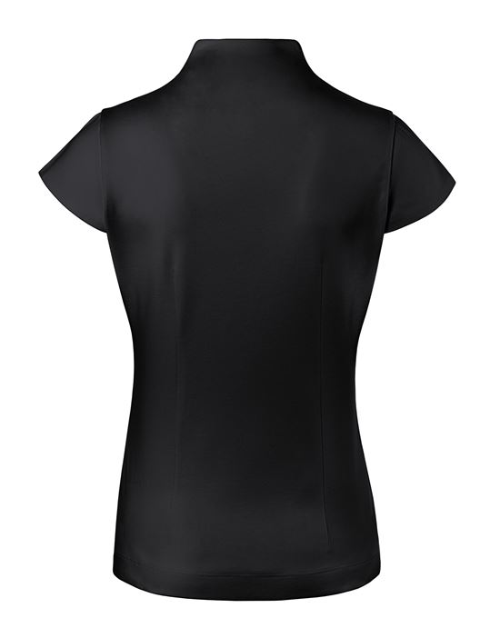 Blouse, modern-fit / slightly fitted, cup-shaped collar, jersey, short sleeves - easy-iron