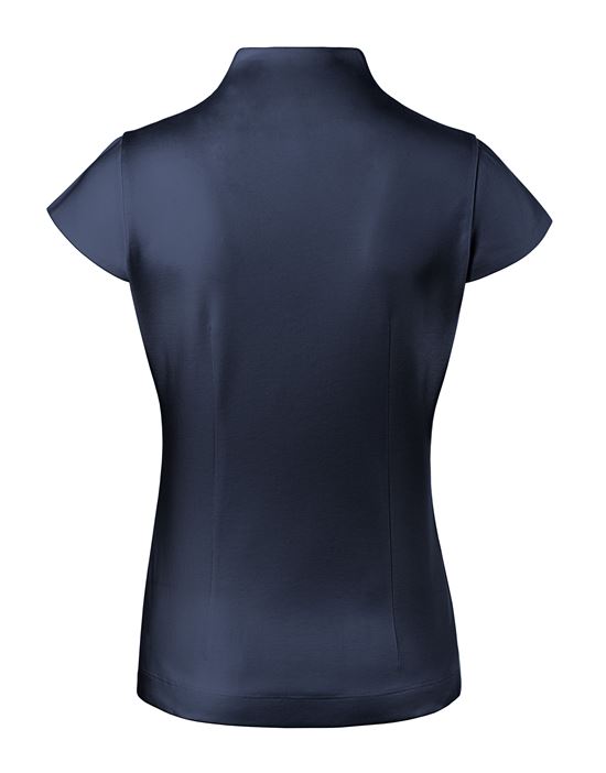 Blouse, modern-fit / slightly fitted, cup-shaped collar, jersey, short sleeves - easy-iron