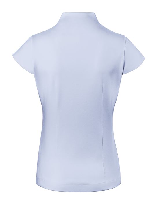 Blouse, modern-fit / slightly fitted, cup-shaped collar, jersey, short sleeves - easy-iron