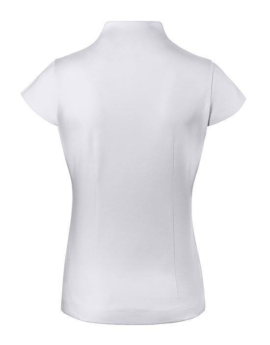 Blouse, modern-fit / slightly fitted, cup-shaped collar, jersey, short sleeves - easy-iron