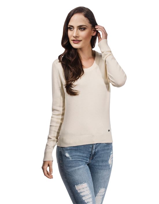 Short Jumper with ribbed round neck