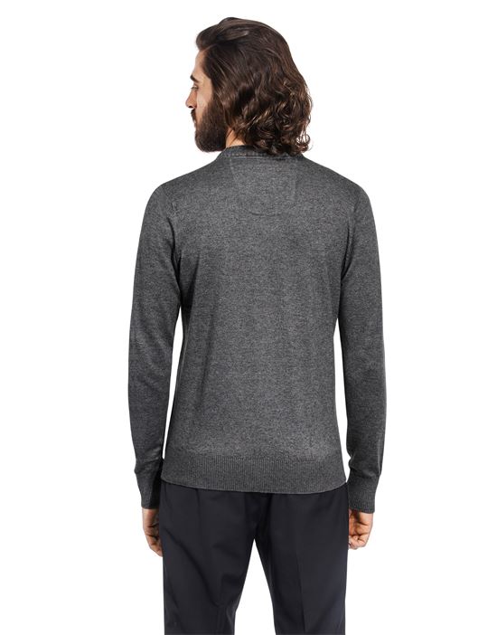 Jumper with ribbed V-neck, slim-fit