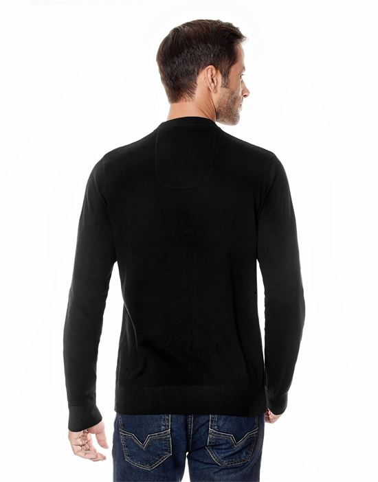 Jumper with ribbed V-neck, slim-fit