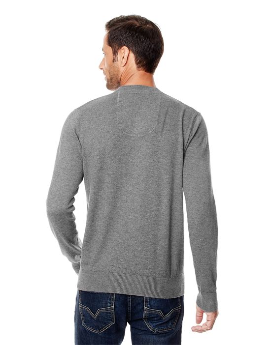 Jumper with ribbed V-neck, slim-fit