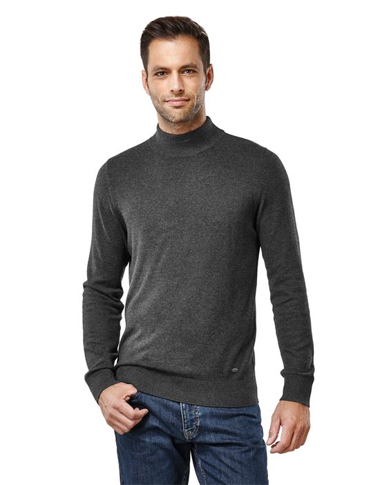 Jumper with ribbed turtle-neck, slim-fit