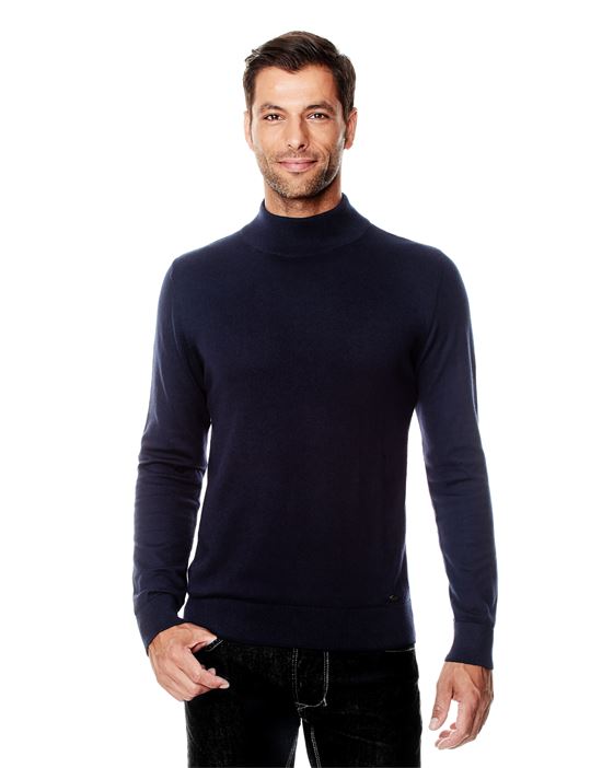 Pullover mit geripptem Stehkragen , tailliert/slim-fit