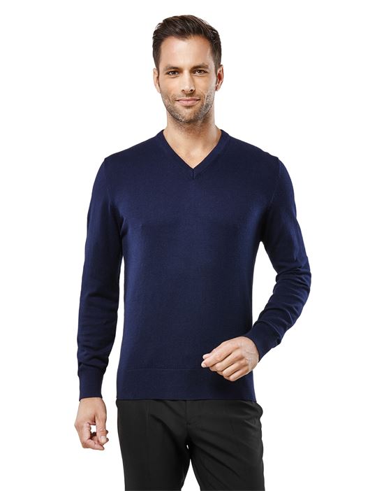 Jumper - classic knit jumper with V-neckline , slim fit