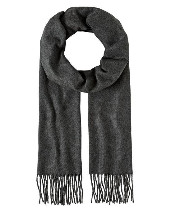 Scarf, classic - uni coloured - fringed, soft like cashmere