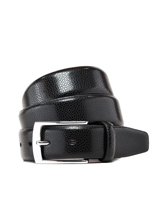 Men's leather belt with silver pin buckle , snake skin pattern