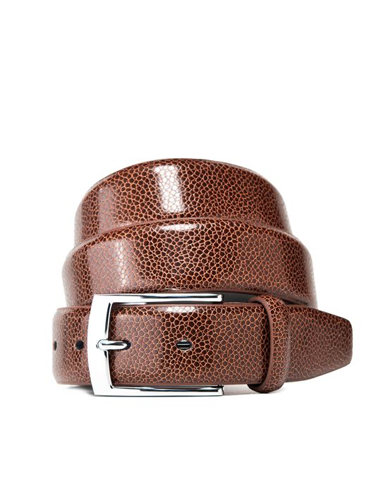 Men's leather belt with silver pin buckle , snake skin pattern