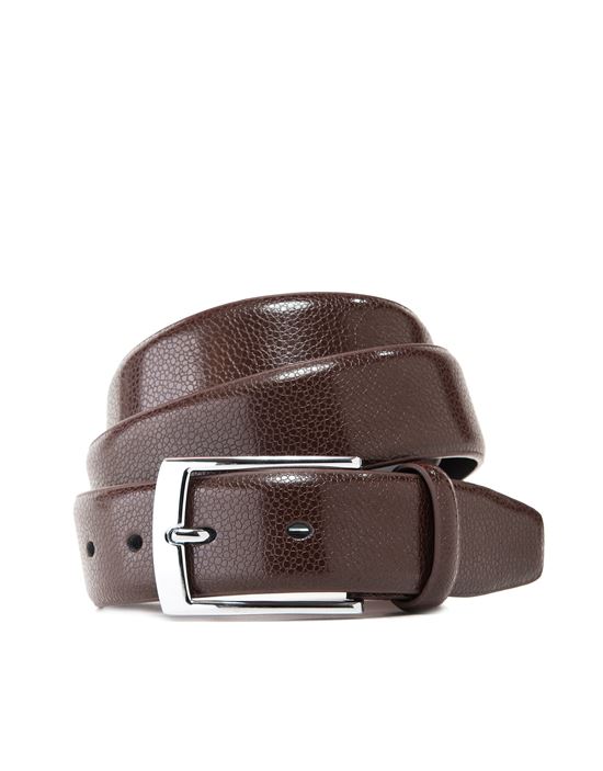 Men's leather belt with silver pin buckle , snake skin pattern