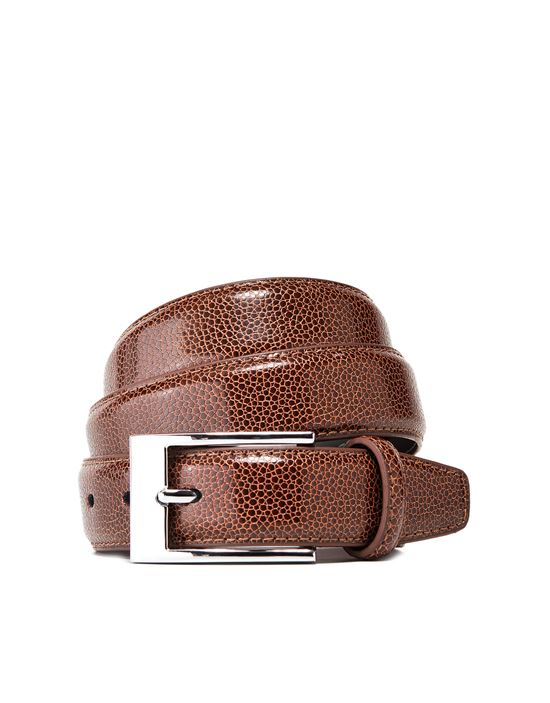 Men's leather belt with silver pin buckle , snake skin pattern