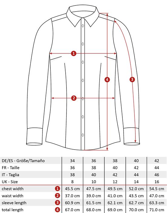 Blouse, slim-fit, uni - easy iron