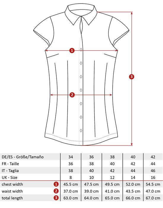 Blouse, slim-fit / fitted, stretch, shirt collar , short sleeves - easy-iron