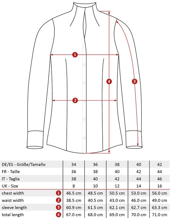 Bluse, modern-fit / leicht tailliert, Kelchkragen , gepunktet - bügelleicht