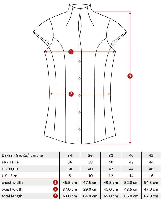 Blouse, slim-fit / fitted, stretch , cup-shaped collar, short sleeves - easy-iron