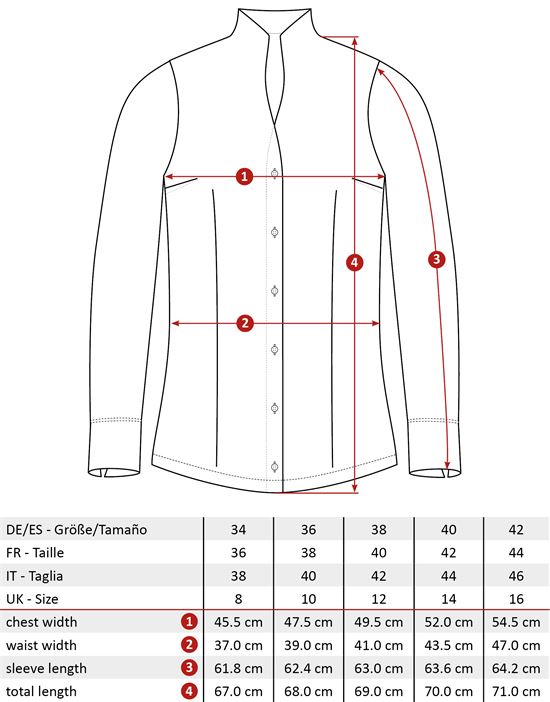 Blouse, modern-fit / slightly fitted, cup-shaped collar, jersey - easy-iron